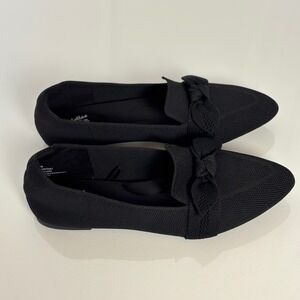 Seychelles Black Knit Pointed Toe Bow Ballet‎ Flats Memory Foam Women's Size 10M